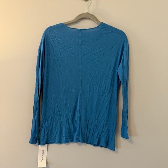 NEW VINCE Womens V-Neck Long Sleeve Lightweight  Top Turquoise SIZE Small - Picture 5 of 5